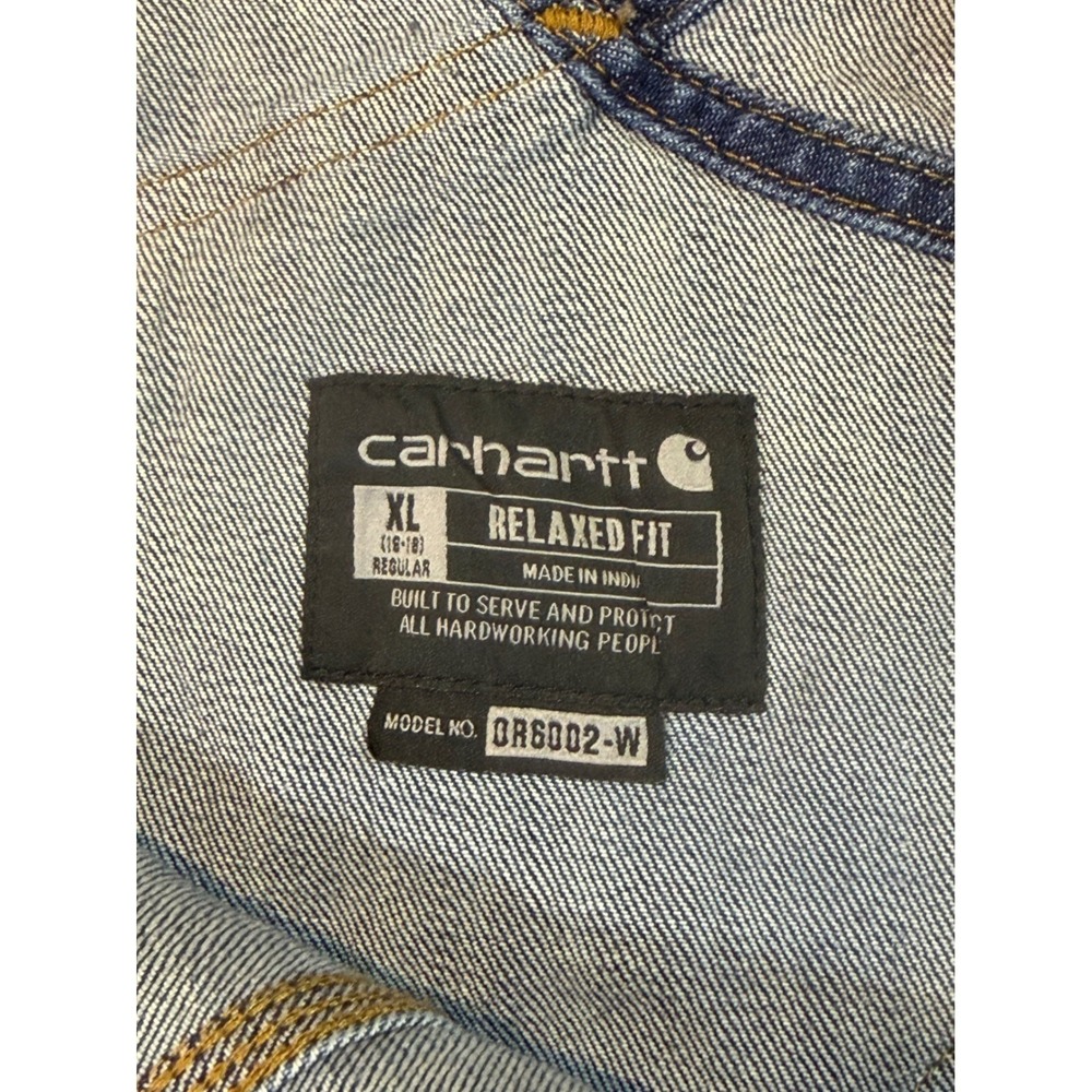 Carhartt Denim Overalls Women's XL Blue Excellent Relaxed Fit OR6002-W - Picture 6 of 13